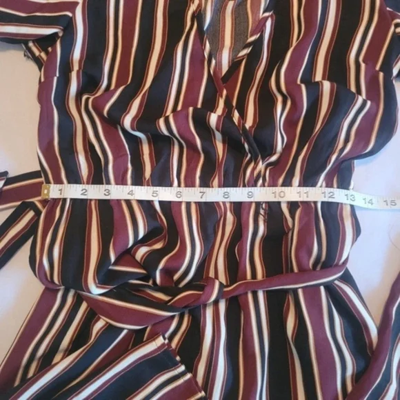 Xhilaration White/Black/Maroon Striped Wide Leg Jumpsuit - Picture 8 of 12